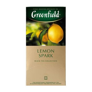 Шай Greenfield Lemon Spark, қара шай, 25 қалташа / Қалташалардағы шай
