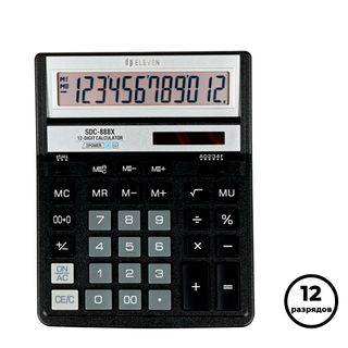 Калькулятор настольный Eleven SDC-888X-BK, 12 разрядов, 158*203*31 мм / Калькуляторы настольные