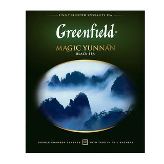 Шай Greenfield Magic Yunnan, қара шай, 100 қалташа / Қалташалардағы шай