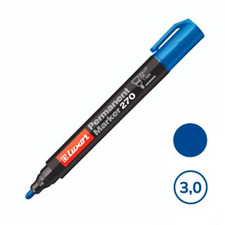 Маркер перманентный Luxor "Permanent Marker 270", пулевидный наконечник, 1-3 мм, синий / Маркеры перманентные нестираемые