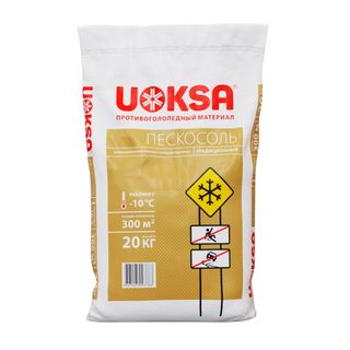 Реагент противогололедный Uoksa, пескосоль 30%, 20 кг / Инвентарь для уборки снега