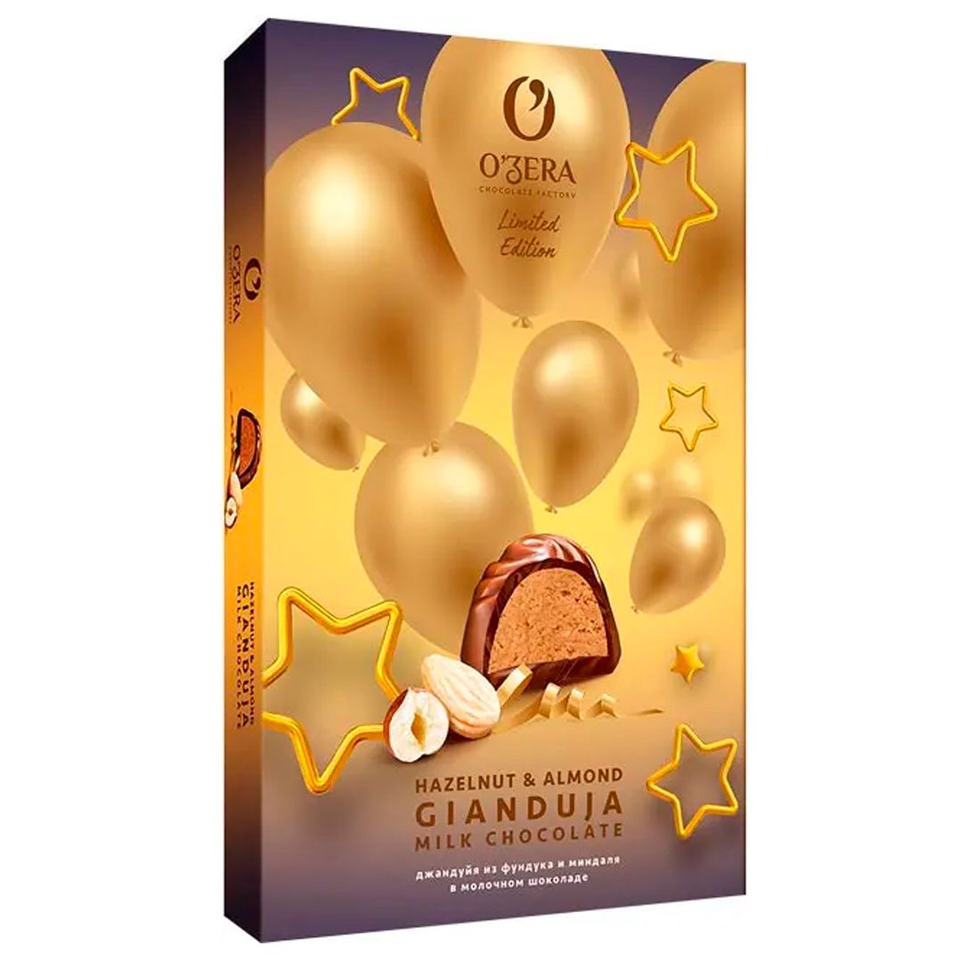 Конфеты O'Zera "Gianduja", с тертым фундуком и миндалем в молочном шоколаде, 218 гр / Конфеты