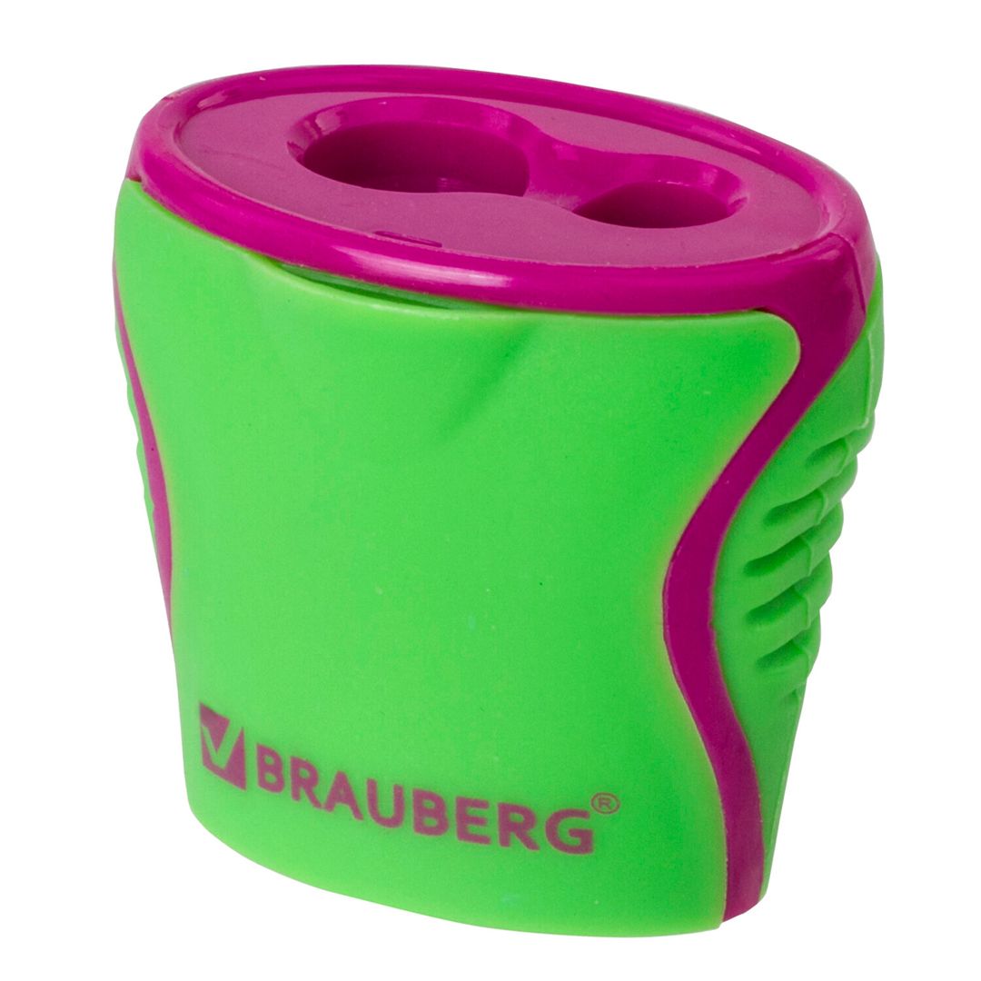 Точилка Brauberg "Mix Dual", с контейнером, с двумя отверстиями, ассорти, цена за штуку / Точилки №4